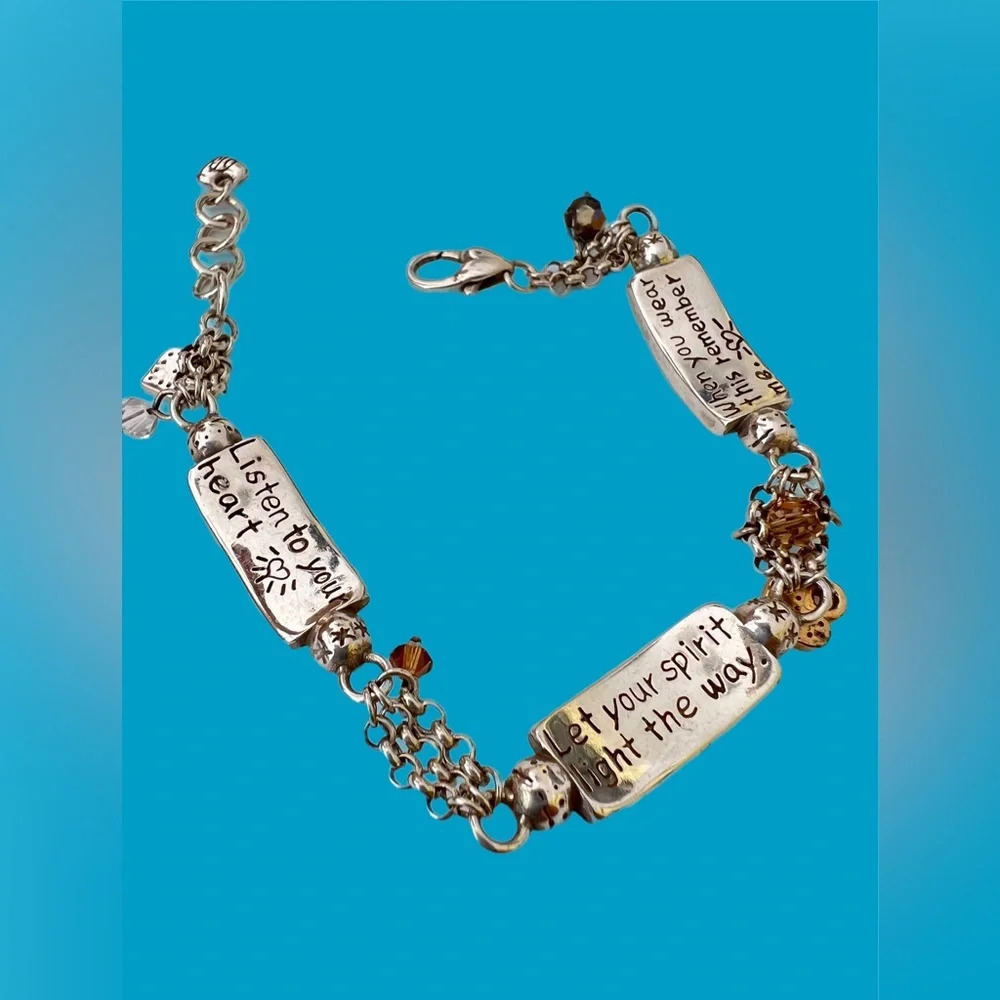 Brighton Remember Your Heart Bracelet.  Golden hearts embedded in silver. - Picture 5 of 8